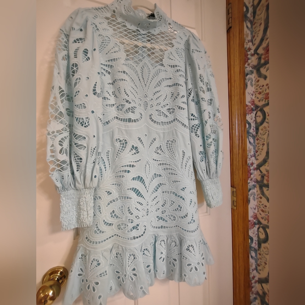 alice + olivia powder blue vintage style dress, size 6